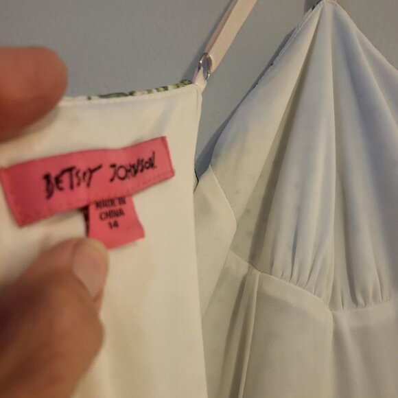 Betsey Johnson Women’s 14 White Green Floral Taylor Corset Jumpsuit Wide Leg - Picture 11 of 14